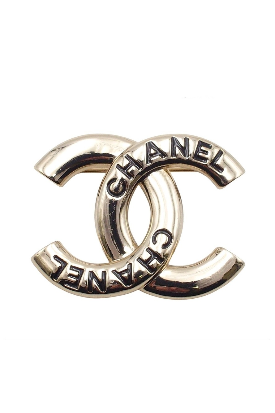Chanel Brooch Light Gold Metal CC Logo Costume 25c